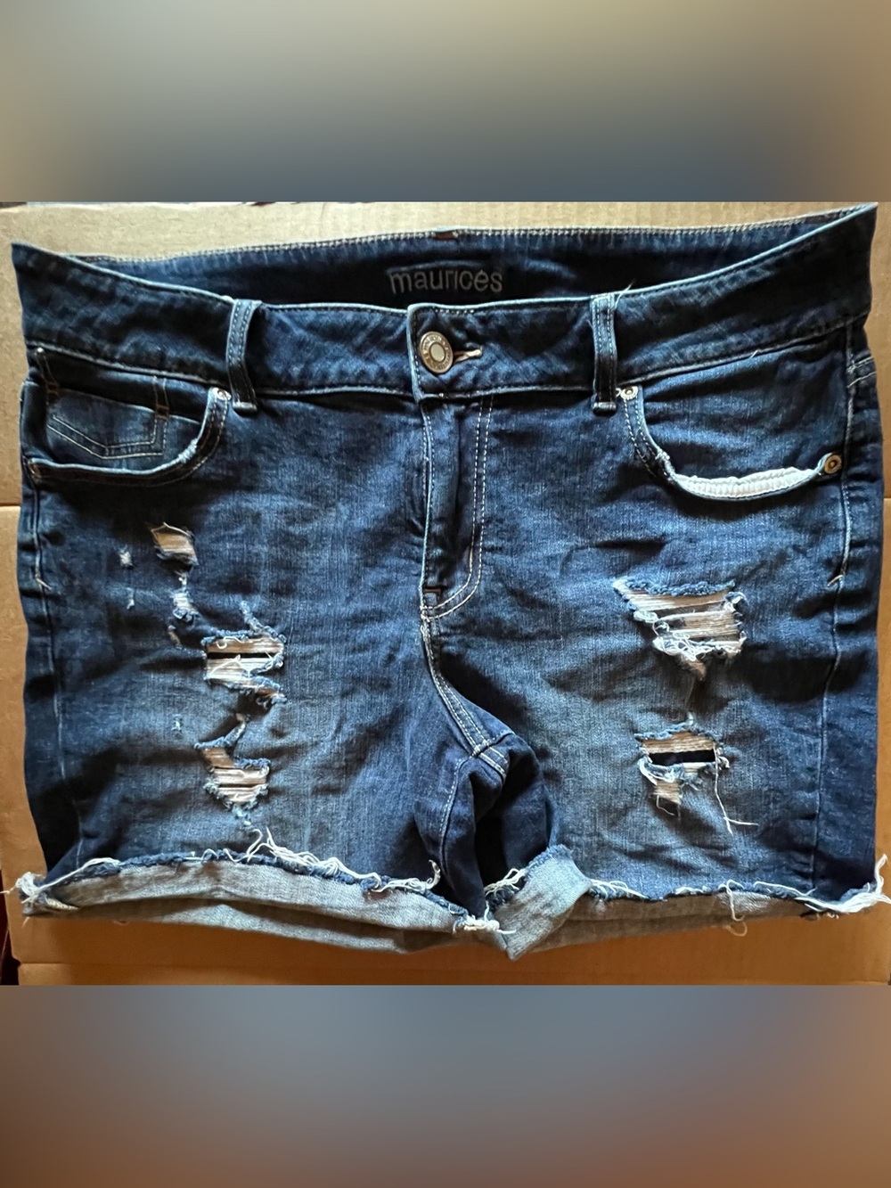 Maurice’s Distressed Jean Shorts 14W